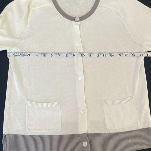 Pendleton Cardigan Sweater White W/ Gray Trim lightweight soft material sz M - Picture 8 of 9